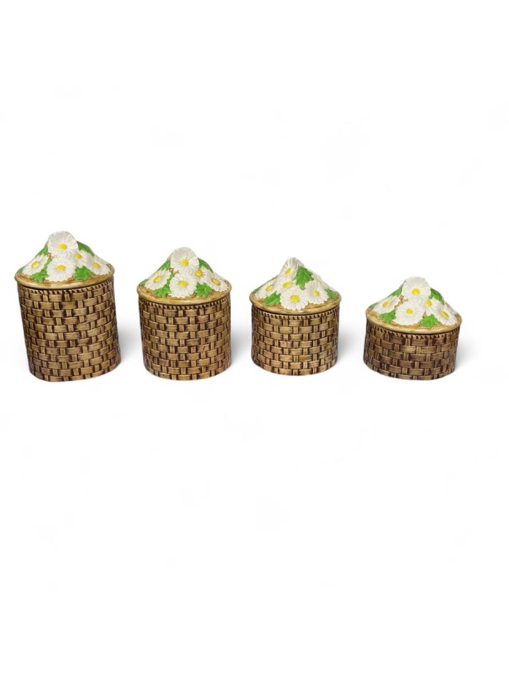 Vintage Daisy Basket Ceramic Accent Canister set